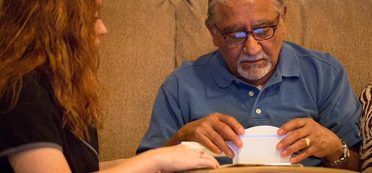 Man using reader